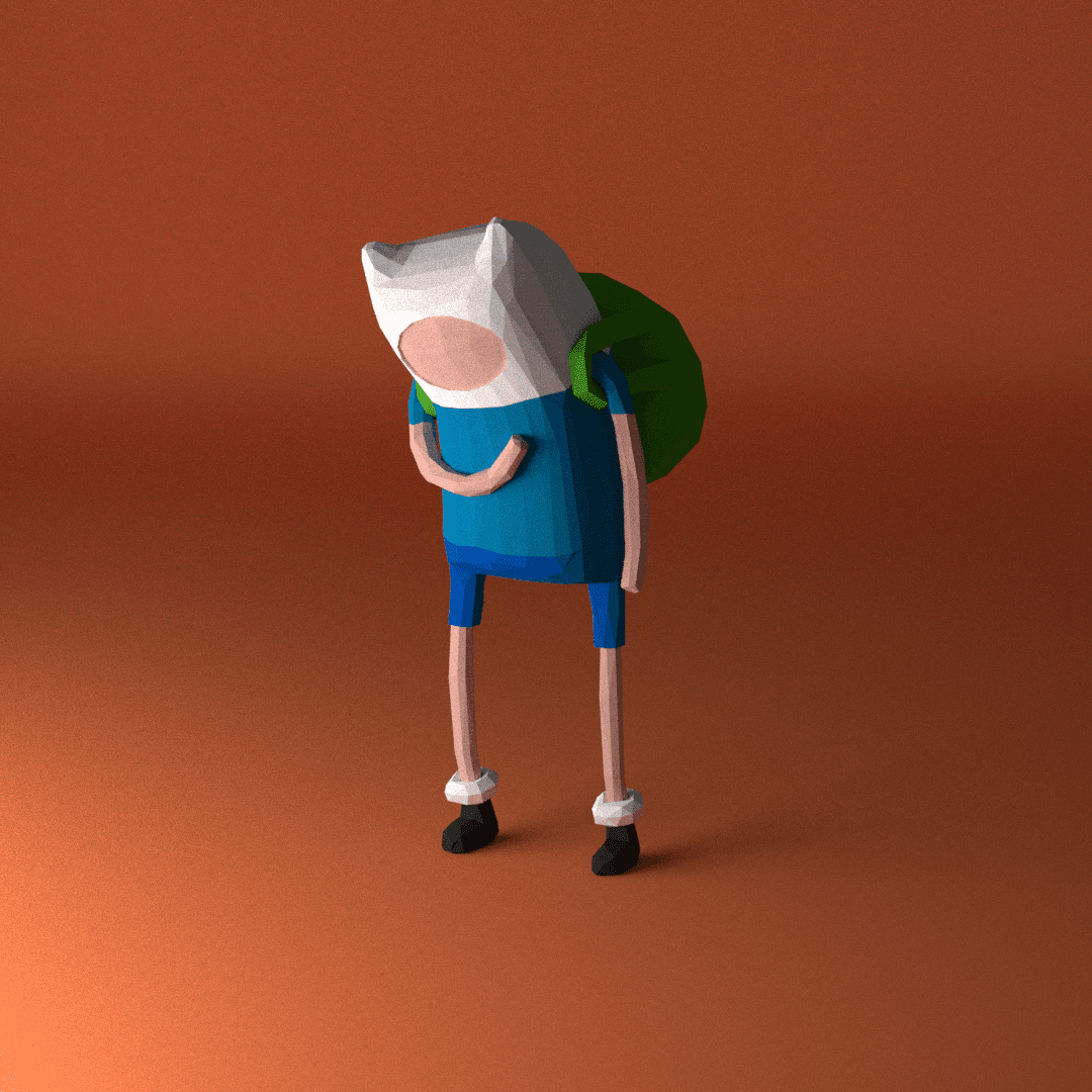 Low poly rendering of Finn from Adventure Time