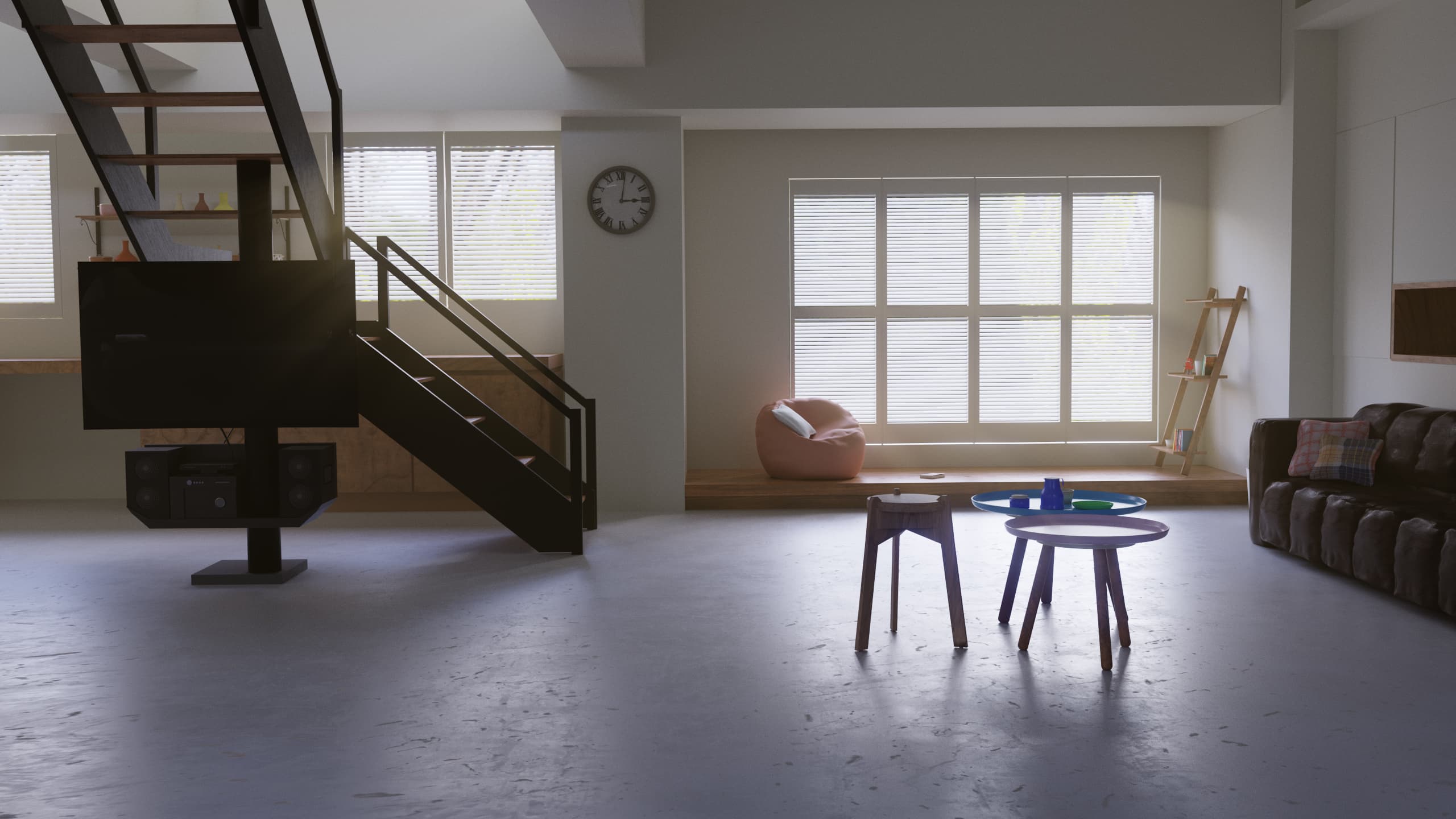 Photorealistic 3d rendering of a modern room