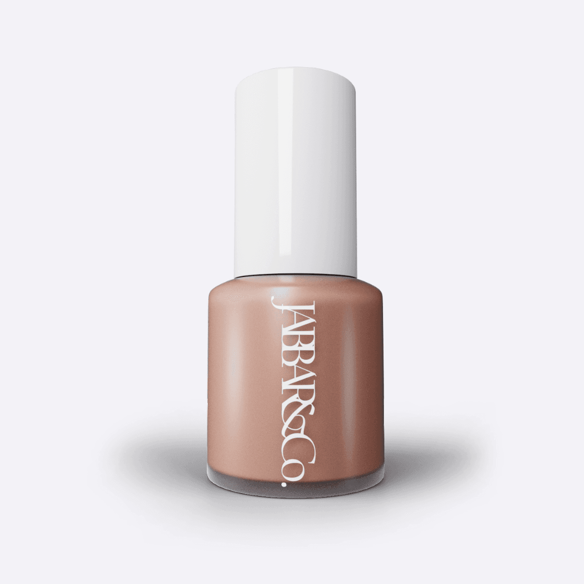 A 3D rendering of a foundation makeup bottle product shot.  The bottle's label reads 'Jabbar & Co.'. The bottle cycles through a series of different skin tone colors to demonstrate how the previously described system was scaleable and was able to be reused in a later project of mine.