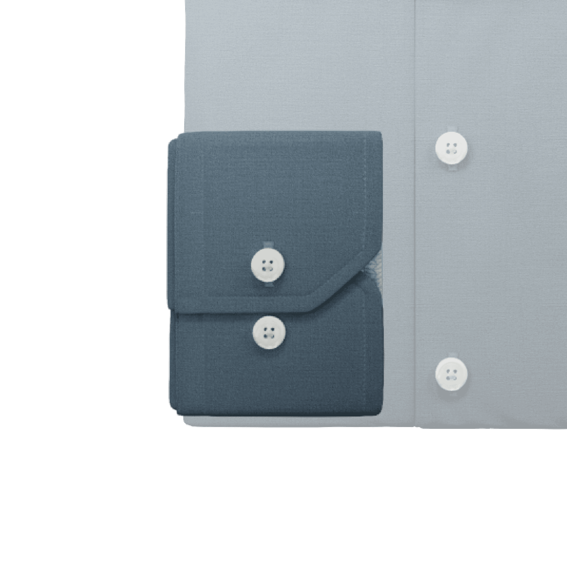 A close up rendering of the cuff resting on top of a dress shirt, with the shirt base behind the cuff being low opacity.